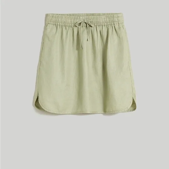 Madewell Linen-Blend Curved-Hem Mini Skirt Size Small