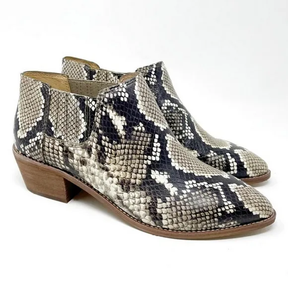 MADEWELL Low Chelsie Snake Print Embossed Leather Bootie Boot Womens size 6.5