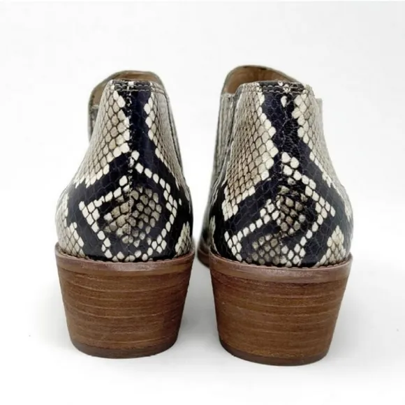 MADEWELL Low Chelsie Snake Print Embossed Leather Bootie Boot Womens size 6.5