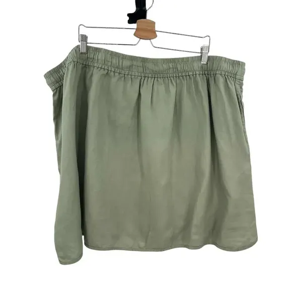 Madewell Plus Linen-Blend Curved-Hem Mini Skirt Forgotten Landscape Green 4X