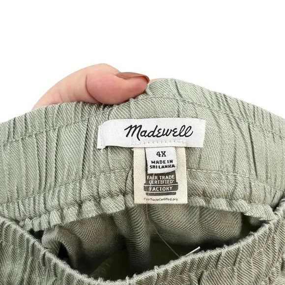 Madewell Plus Linen-Blend Curved-Hem Mini Skirt Forgotten Landscape Green 4X