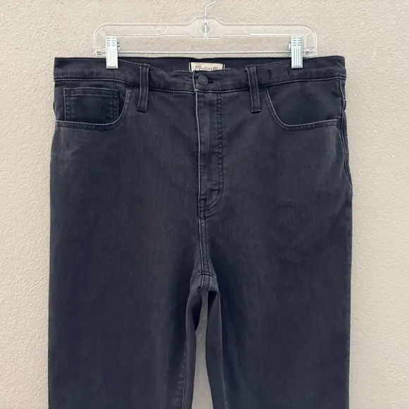 Madewell Roadtripper Flare Jeans High Slit Denim Faded Casual Chic Black 32 Plus