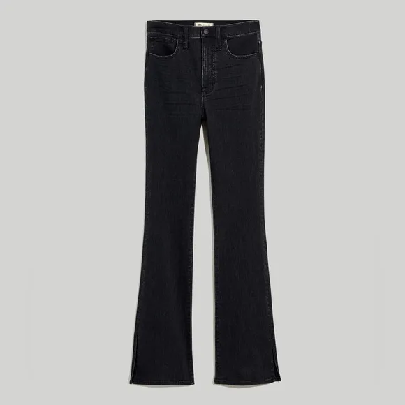 Madewell Skinny Flare Jeans in Black Bellhaven Wash: Slit-Hem Edition Size 28