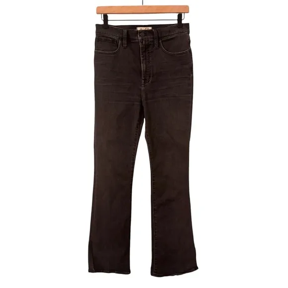 Madewell Skinny Flare Jeans in Black Bellhaven Wash: Slit-Hem Edition Size 28