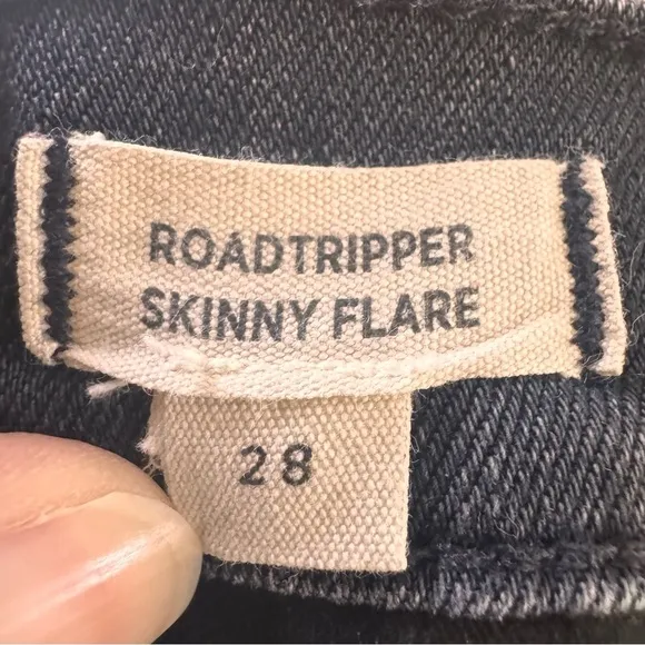 Madewell Skinny Flare Jeans in Black Bellhaven Wash: Slit-Hem Edition Size 28