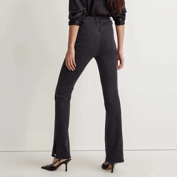 Madewell Skinny Flare Jeans in Black Bellhaven Wash: Slit-Hem Edition Size 28