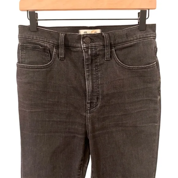 Madewell Skinny Flare Jeans in Black Bellhaven Wash: Slit-Hem Edition Size 28