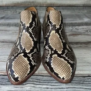 Madewell Sonia Chelsea Boots Tan &amp; Black Snake skin Print  Womens Size 9