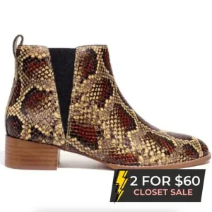 Madewell Tan Brown Leather Snake Embossed Chelsea Ankle Boots Booties Size 7