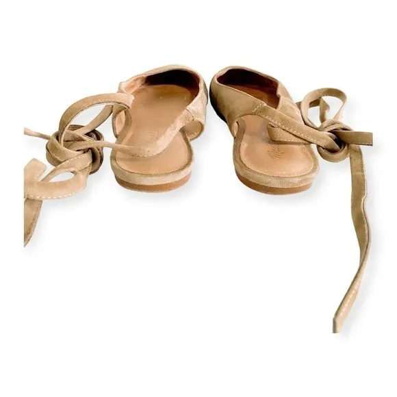 Madewell Tan  suede The April Ankle-Wrap Flats, Size 8