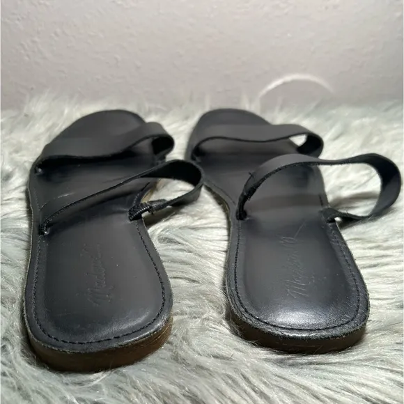 Madewell The Boardwalk Double-Strap Slide Sandal in Leather Black Size 10
