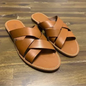 Madewell The Boardwalk Leather Weaven Slide Sandals
