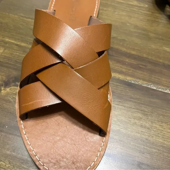 Madewell The Boardwalk Leather Weaven Slide Sandals