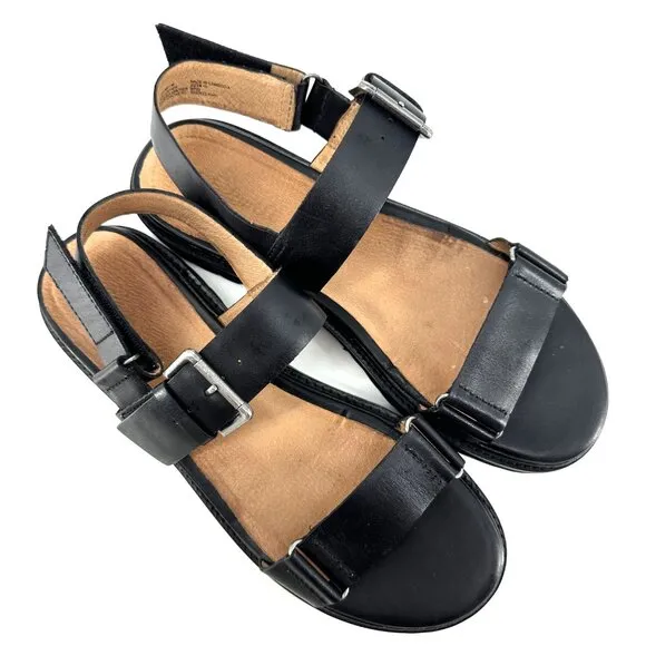 Madewell the Cady Lugsole Chunky Sandals Black Leather Size 10