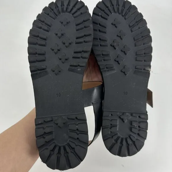 Madewell the Cady Lugsole Chunky Sandals Black Leather Size 10
