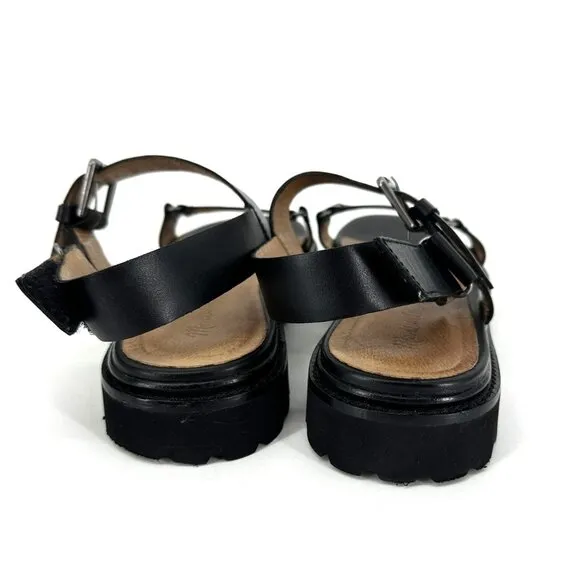 Madewell the Cady Lugsole Chunky Sandals Black Leather Size 10