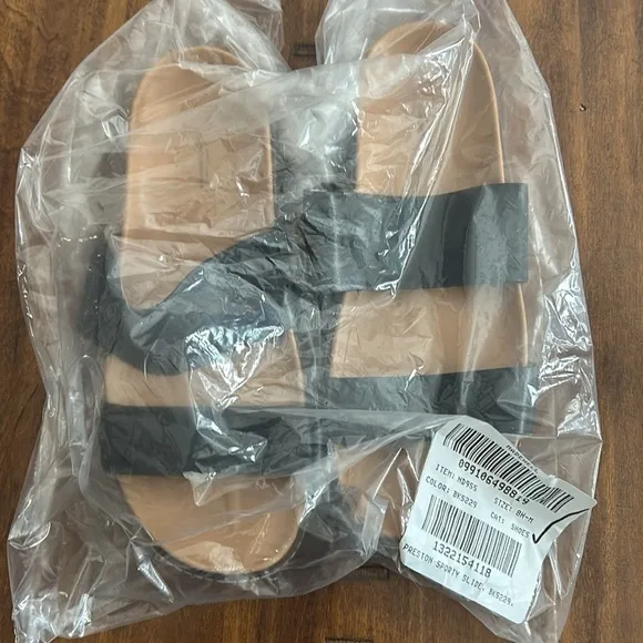Madewell The Charley Double Strap Slide Sandal Shoes ND955 Black