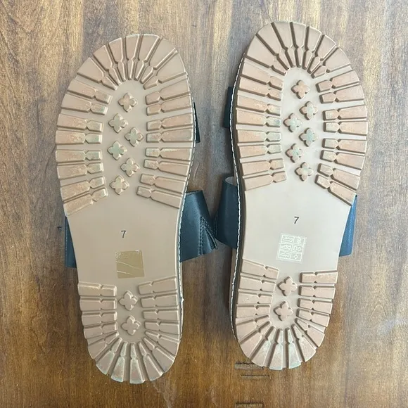 Madewell The Charley Double Strap Slide Sandal Shoes ND955 Black