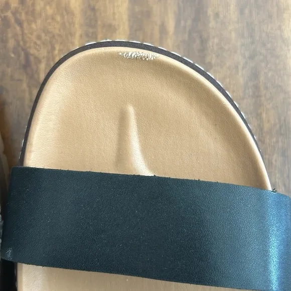 Madewell The Charley Double Strap Slide Sandal Shoes ND955 Black