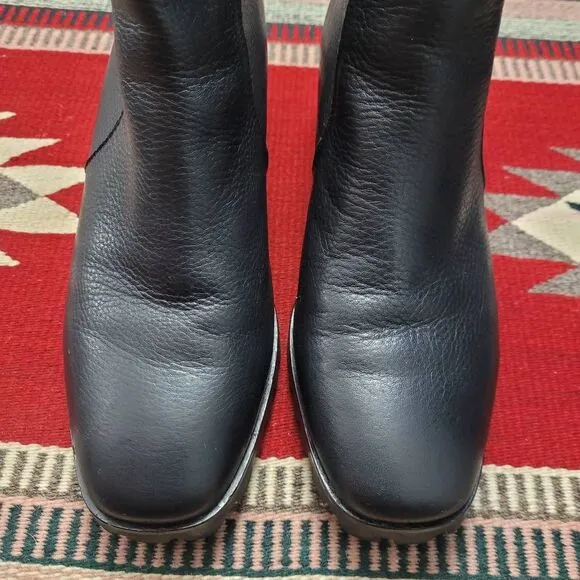 Madewell The Katie Lugsole Boots Sz 8.5 Black Leather Chelsea Chunky Heel NA908
