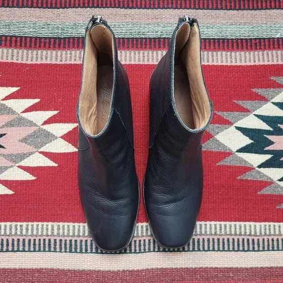 Madewell The Katie Lugsole Boots Sz 8.5 Black Leather Chelsea Chunky Heel NA908
