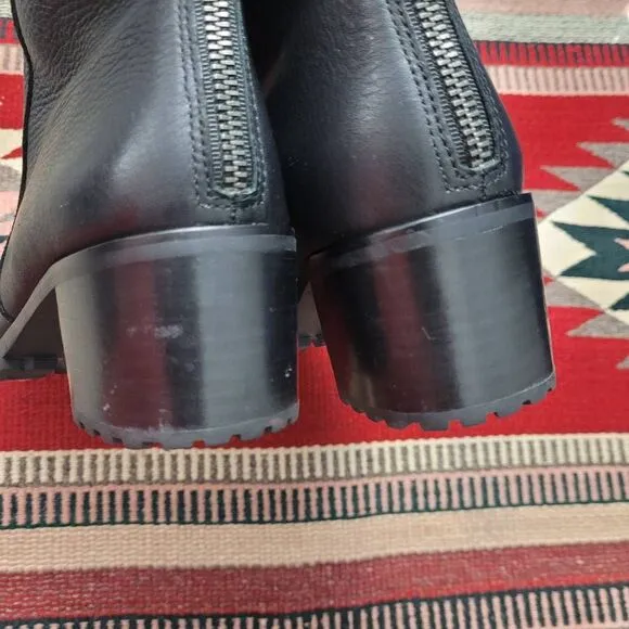 Madewell The Katie Lugsole Boots Sz 8.5 Black Leather Chelsea Chunky Heel NA908