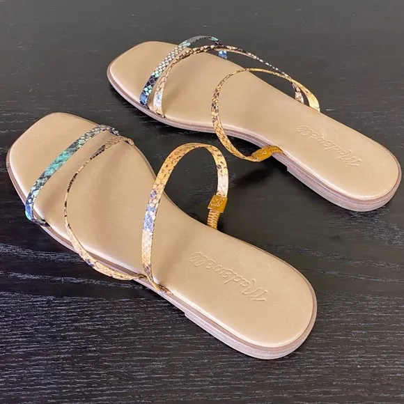 Madewell The Lyra Snake Print Slide Sandal, Sz 6.5