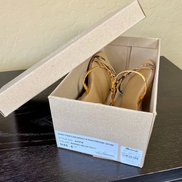 Madewell The Lyra Snake Print Slide Sandal, Sz 6.5