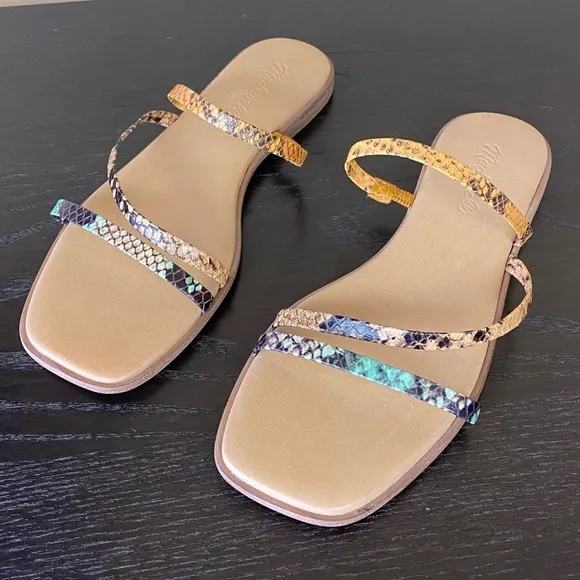 Madewell The Lyra Snake Print Slide Sandal, Sz 6.5