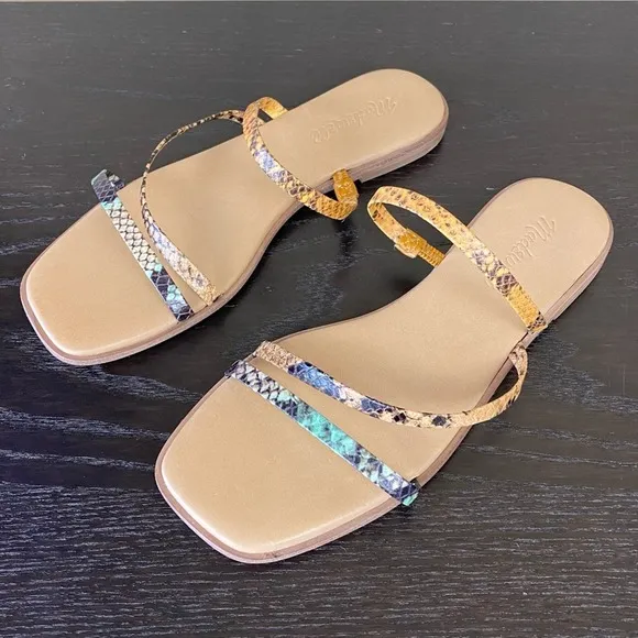 Madewell The Lyra Snake Print Slide Sandal, Sz 6.5