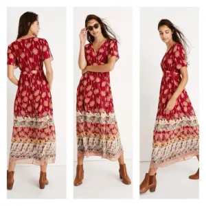 MADEWELL Tulip-Sleeve Maxi Dress in Tall Sunflowers Bright Sz 6