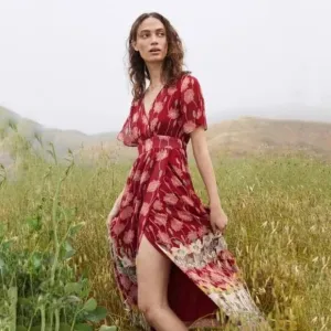 💕MADEWELL💕 Tulip-Sleeve Maxi Dress ~ Tall Sunflowers Print 4
