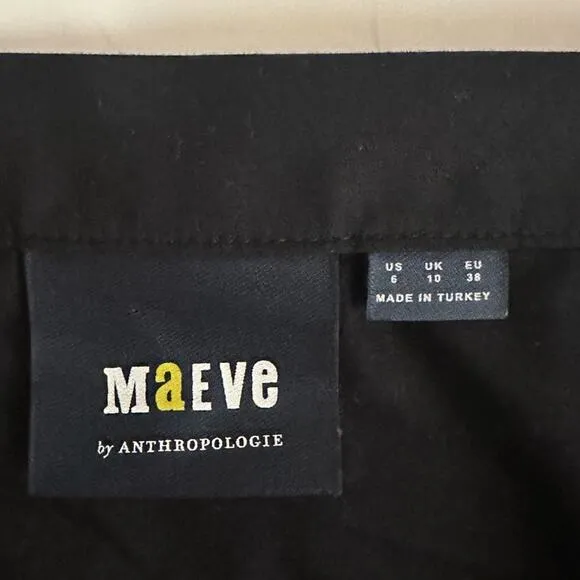 MAEVE x Anthropologie Flounced MIDI Skirt Hi Low Hem Women’s Size 6 $130 black