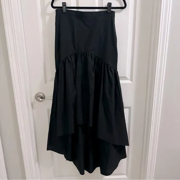 MAEVE x Anthropologie Flounced MIDI Skirt Hi Low Hem Women’s Size 6 $130 black