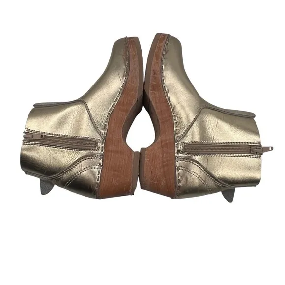 Maguba Gold Swedish Clog Wing Side Zip Boots Size 33 Kids