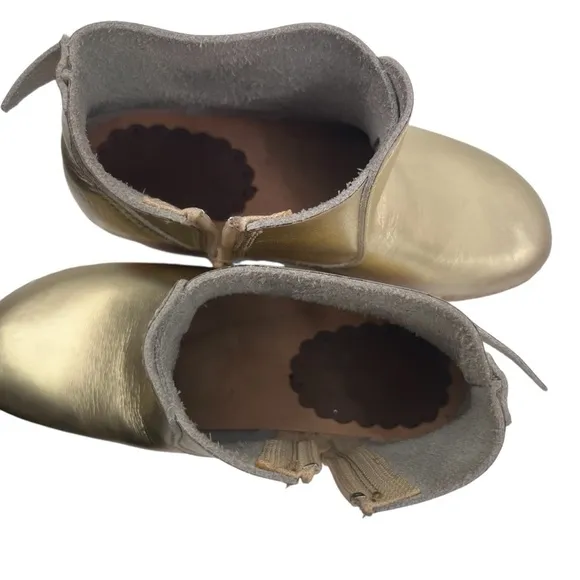 Maguba Gold Swedish Clog Wing Side Zip Boots Size 33 Kids