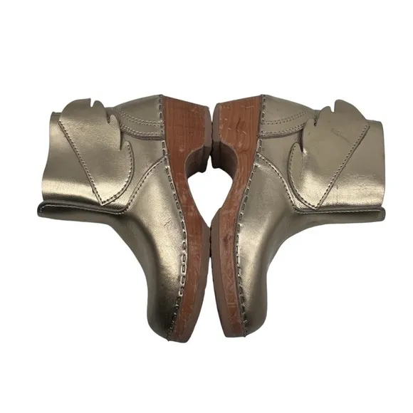 Maguba Gold Swedish Clog Wing Side Zip Boots Size 33 Kids