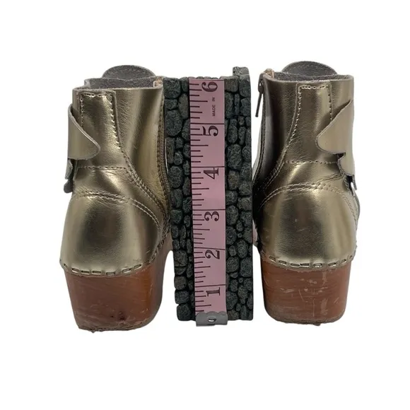 Maguba Gold Swedish Clog Wing Side Zip Boots Size 33 Kids