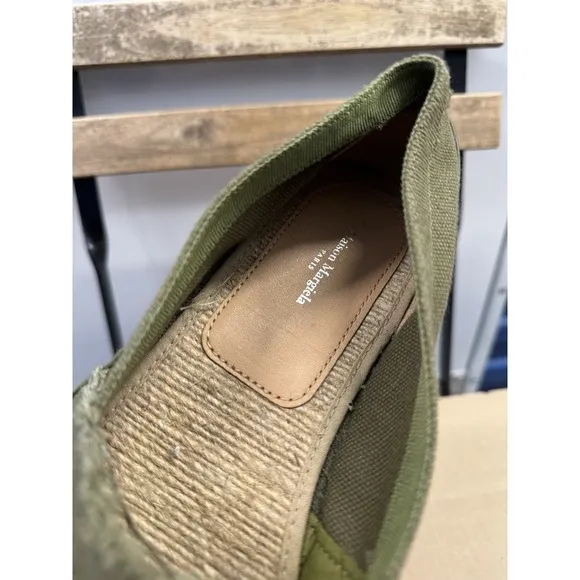 Maison Margiela Olive Canvas Espadrille Tabi‎ Loafers Size 22 US 9