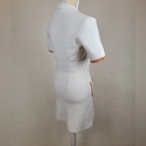 Maje - ivory white gold button front short sleeve mini blazer collard dress