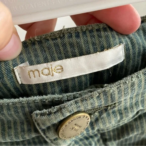 Maje pinstripe green cargo pocket mini skirt