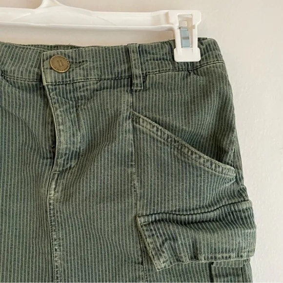 Maje pinstripe green cargo pocket mini skirt