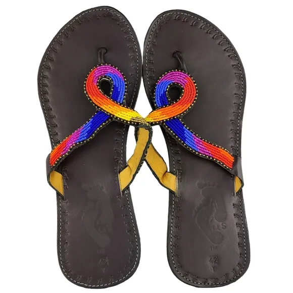Mama Africa Beaded Leather Sandals from Kenya