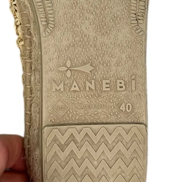 Manebi Coarse Woven Raffia Flat Espadrilles Yucatán SZ 40/9 Summer Chic Comfy