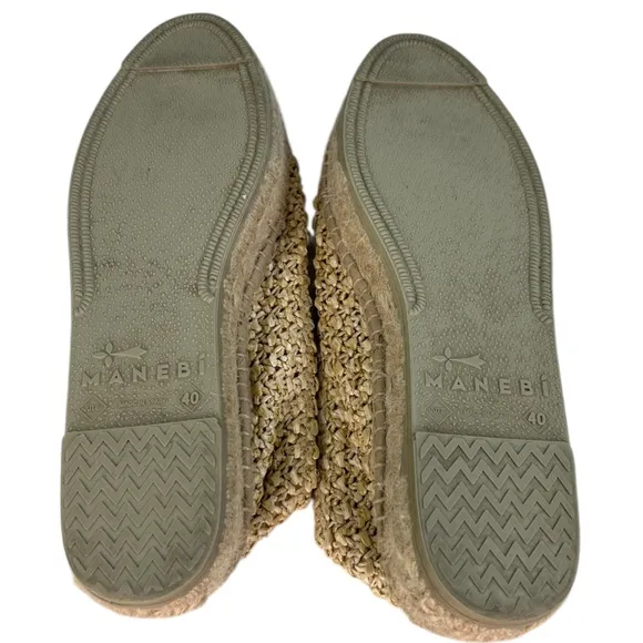 Manebi Coarse Woven Raffia Flat Espadrilles Yucatán SZ 40/9 Summer Chic Comfy