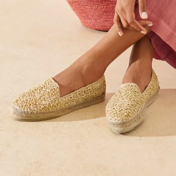 Manebi Coarse Woven Raffia Flat Espadrilles Yucatán SZ 40/9 Summer Chic Comfy