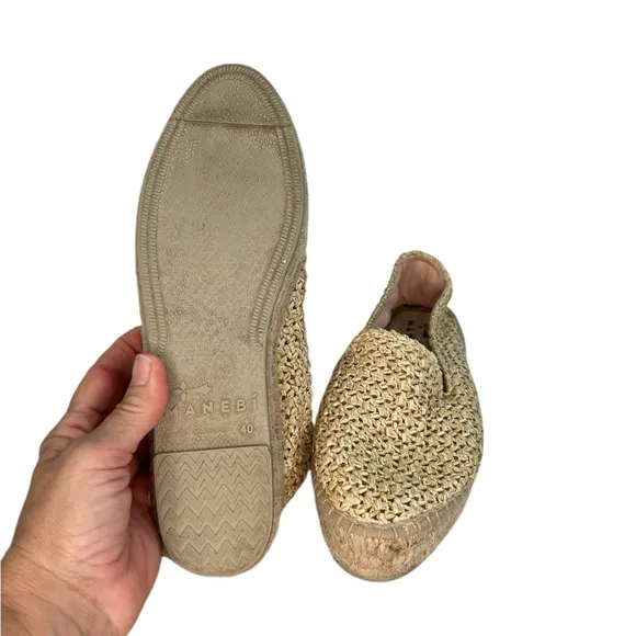 Manebi Coarse Woven Raffia Flat Espadrilles Yucatán SZ 40/9 Summer Chic Comfy