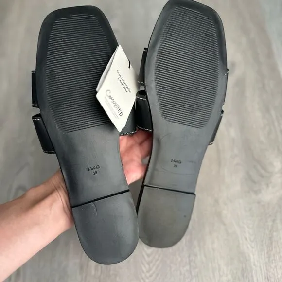 Mango Genuine Leather Sandals Flats