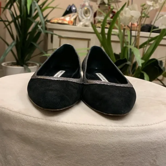 Manolo Blahnik Black Suede Flats Size 35.5