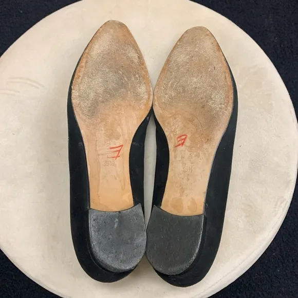 Manolo Blahnik Black Suede Flats Size 35.5